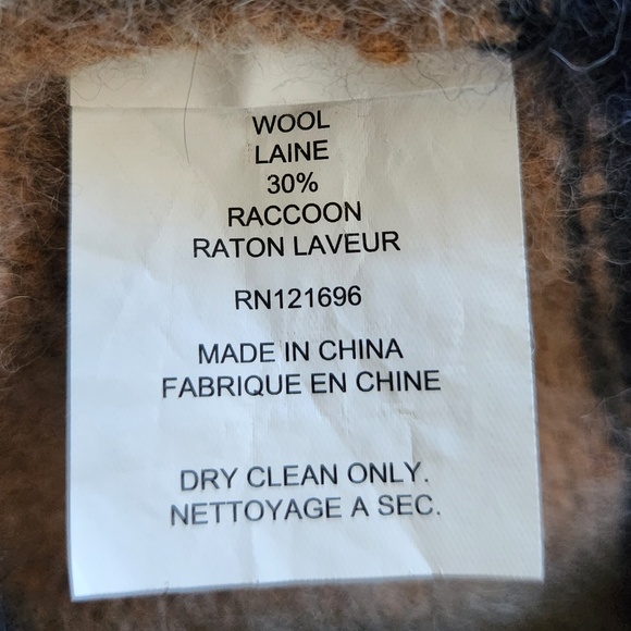 DemyLee New York beige/black wool/racoon hair knit striped Sweater Sz S - Picture 7 of 8